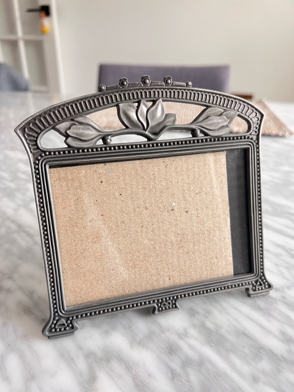 Decorative Metal Picture Frame in Antique Silver